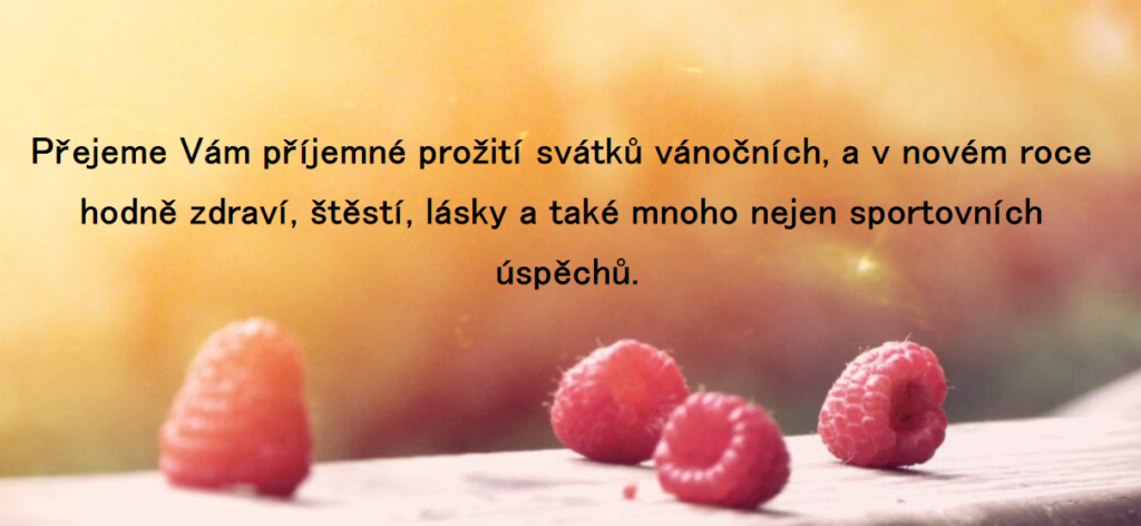 Přejeme Vám příjemné prožití svátků vánočních, a v novém roce hodně zdraví, štěstí, lásky a také mnoho nejen sportovních úspěchů.